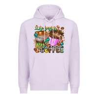 Lilac Life Begins After Coffee Premium Hoodie - CowhideDigitalArt