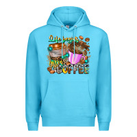 Ocean Blue Life Begins After Coffee Premium Hoodie - CowhideDigitalArt
