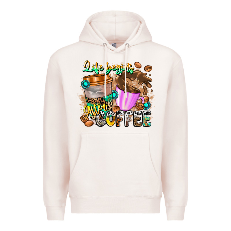 Life Begins After Coffee Premium Hoodie by CowhideDigitalArt | Teevron