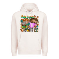 Pale Pink Life Begins After Coffee Premium Hoodie - CowhideDigitalArt