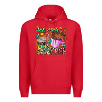 Red Life Begins After Coffee Premium Hoodie - CowhideDigitalArt