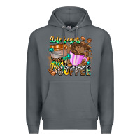Rock Life Begins After Coffee Premium Hoodie - CowhideDigitalArt