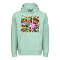 Seafoam Life Begins After Coffee Premium Hoodie - CowhideDigitalArt