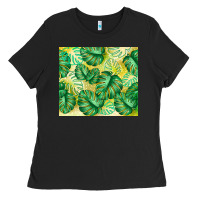 Black monstera leaf Ladies Tee - TumblerDesignByShophia