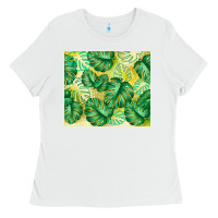 White monstera leaf Ladies Tee - TumblerDesignByShophia