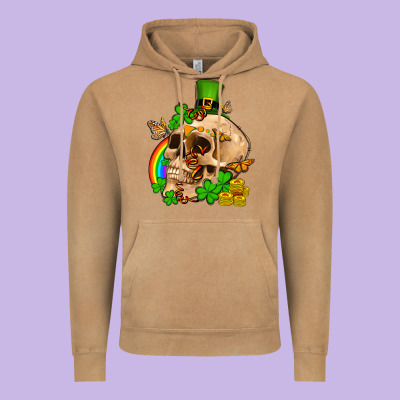 St. Patrick's Boho Skull Vintage Hoodie Designed By Oliviacreatesart