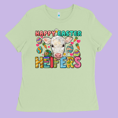 Happy Easter Heifers Easter Day Ladies Tee Designed By Howdyjamesfarm