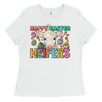 White Happy Easter Heifers Easter Day Ladies Tee - HowdyJamesFarm