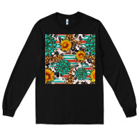 Black gemstone sunflower cowhide leopard seamles pattern Long Sleeve Tee - FaDigitalArtStudio