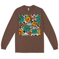Chestnut gemstone sunflower cowhide leopard seamles pattern Long Sleeve Tee - FaDigitalArtStudio