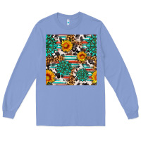 Colony Blue gemstone sunflower cowhide leopard seamles pattern Long Sleeve Tee - FaDigitalArtStudio