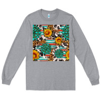 Heather Grey gemstone sunflower cowhide leopard seamles pattern Long Sleeve Tee - FaDigitalArtStudio