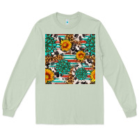 Matcha gemstone sunflower cowhide leopard seamles pattern Long Sleeve Tee - FaDigitalArtStudio