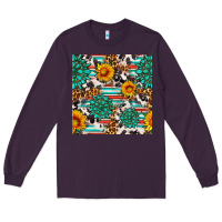 Plum gemstone sunflower cowhide leopard seamles pattern Long Sleeve Tee - FaDigitalArtStudio