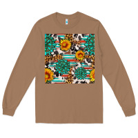 Toasted Coconut gemstone sunflower cowhide leopard seamles pattern Long Sleeve Tee - FaDigitalArtStudio