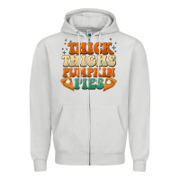 Dove Grey thick thighs pumpkin pies Zipper Hoodie - BarkalooDesign