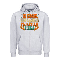 Heather Grey thick thighs pumpkin pies Zipper Hoodie - BarkalooDesign