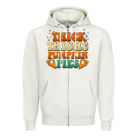 Oatmeal Heather thick thighs pumpkin pies Zipper Hoodie - BarkalooDesign