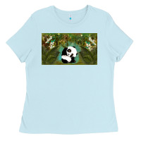 Baby Blue cute panda Ladies Tee - TumblerDesignByShophia