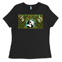 Black cute panda Ladies Tee - TumblerDesignByShophia