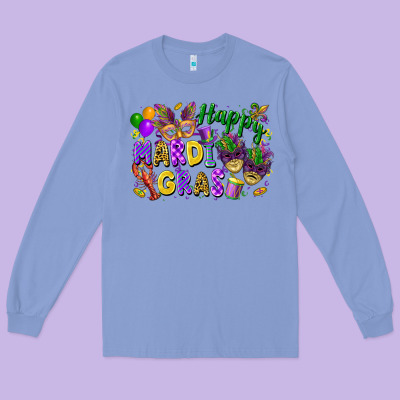 Happy Mardi Gras Long Sleeve Tee Designed By Fadigitalartstudio