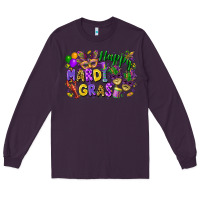 Plum Happy Mardi Gras Long Sleeve Tee - FaDigitalArtStudio
