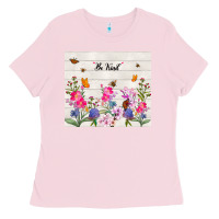 Bubblegum Pink be kind wildflower Ladies Tee - TumblerDesignByShophia