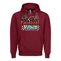 Burgundy football vibes Zipper Hoodie - BarkalooDesign