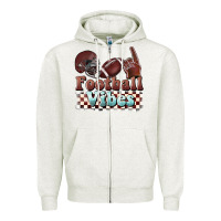 Oatmeal Heather football vibes Zipper Hoodie - BarkalooDesign