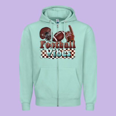 Football Vibes Zipper Hoodie Designed By Barkaloodesign