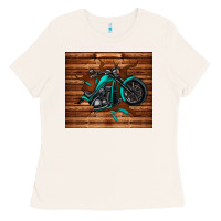 Bone woodgrain motorcycle Ladies Tee - TumblerDesignByShophia