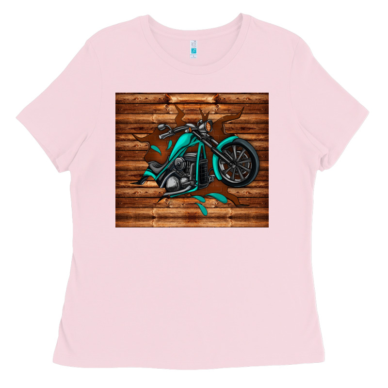 Woodgrain Motorcycle Ladies Tee by TumblerDesignByShophia | Teevron