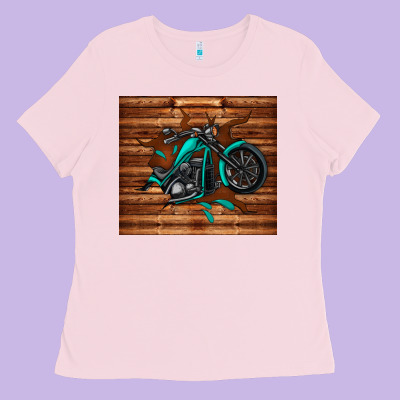Woodgrain Motorcycle Ladies Tee Designed By Tumblerdesignbyshophia