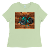 Matcha woodgrain motorcycle Ladies Tee - TumblerDesignByShophia