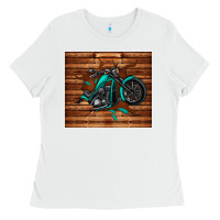 White woodgrain motorcycle Ladies Tee - TumblerDesignByShophia