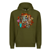 Army Green Fall Vibes Premium Hoodie - CowhideDigitalArt