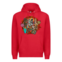 Red Fall Vibes Premium Hoodie - CowhideDigitalArt