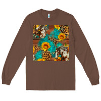 Chestnut western horse and sunflower seamless pattern Long Sleeve Tee - FaDigitalArtStudio