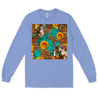 Colony Blue western horse and sunflower seamless pattern Long Sleeve Tee - FaDigitalArtStudio