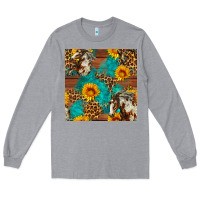 Heather Grey western horse and sunflower seamless pattern Long Sleeve Tee - FaDigitalArtStudio