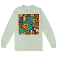 Matcha western horse and sunflower seamless pattern Long Sleeve Tee - FaDigitalArtStudio