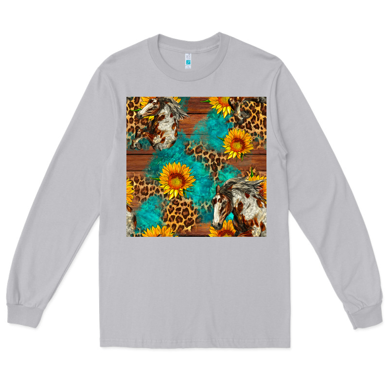 Western Horse And Sunflower Seamless Pattern Long Sleeve Tee by FaDigitalArtStudio | Teevron