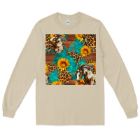 Mushroom western horse and sunflower seamless pattern Long Sleeve Tee - FaDigitalArtStudio