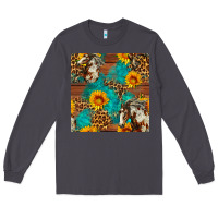 Smoke western horse and sunflower seamless pattern Long Sleeve Tee - FaDigitalArtStudio