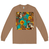 Toasted Coconut western horse and sunflower seamless pattern Long Sleeve Tee - FaDigitalArtStudio