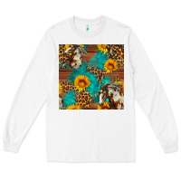 White western horse and sunflower seamless pattern Long Sleeve Tee - FaDigitalArtStudio