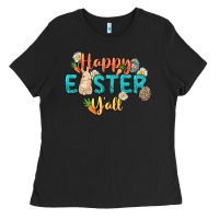 Black Happy Easter y'all Easter Day Ladies Tee - HowdyJamesFarm