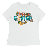 White Happy Easter y'all Easter Day Ladies Tee - HowdyJamesFarm