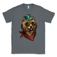 Charcoal Heather Bear cowboy bandana glasses Classic Tee - HowdyJamesFarm