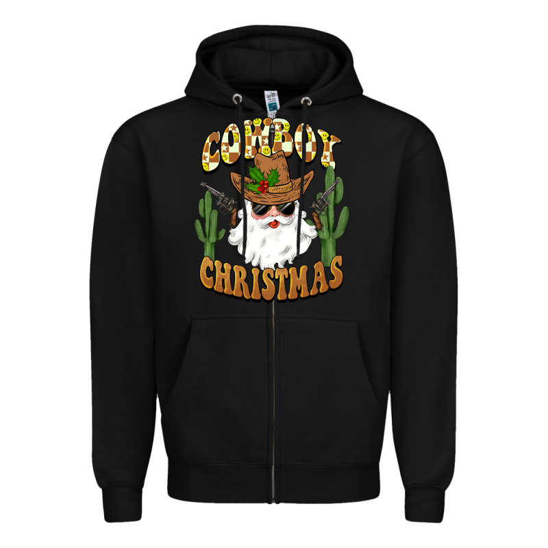 Cowboy Christmas Santa Zipper Hoodie by BarkalooDesign | Teevron